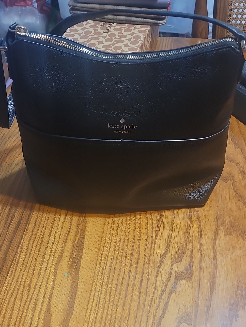 kate spade Black Leather Hobo Messenger Bag